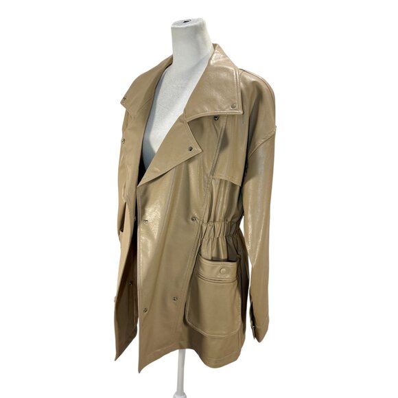 Beige Faux Leather Utility Jacket – Noize Size M - Picture 4 of 7
